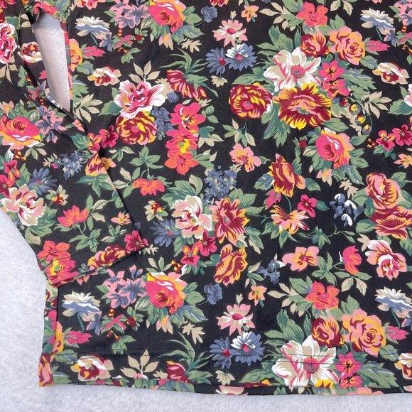 NWT Vintage ONE STEP UP Womens L Black Floral Cottagecore Long Sleeve Turtleneck - Picture 5 of 10